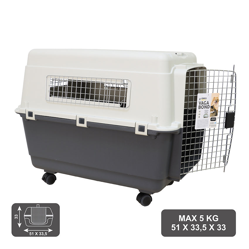 Rigid dog and cat carrier with wheels - Vagabond