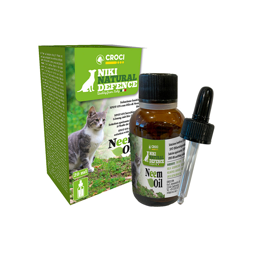 Solución calmante de aceite de neem para gatos Niki Natural Defense