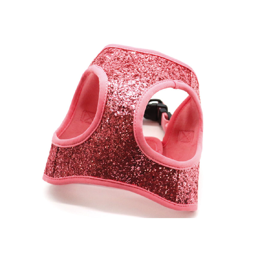 Pettorina scintillante rosa per cani e gatti con fodera in neoprene