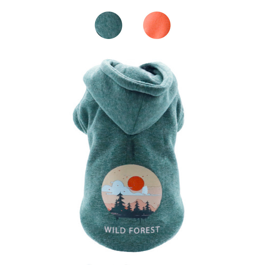 Felpa con cappuccio per cani Patagonia in acrilico con scritta Wild Forest