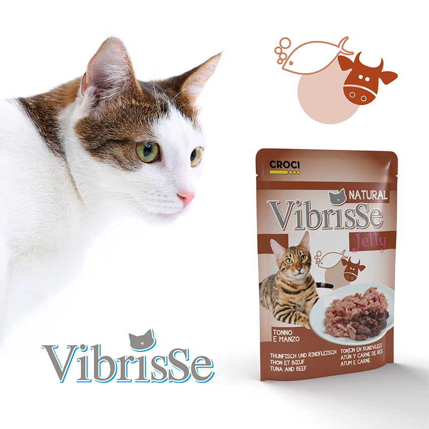 Vibrisse Busta Jelly: bustine di cibo umido per gatto in gelatina da 70g