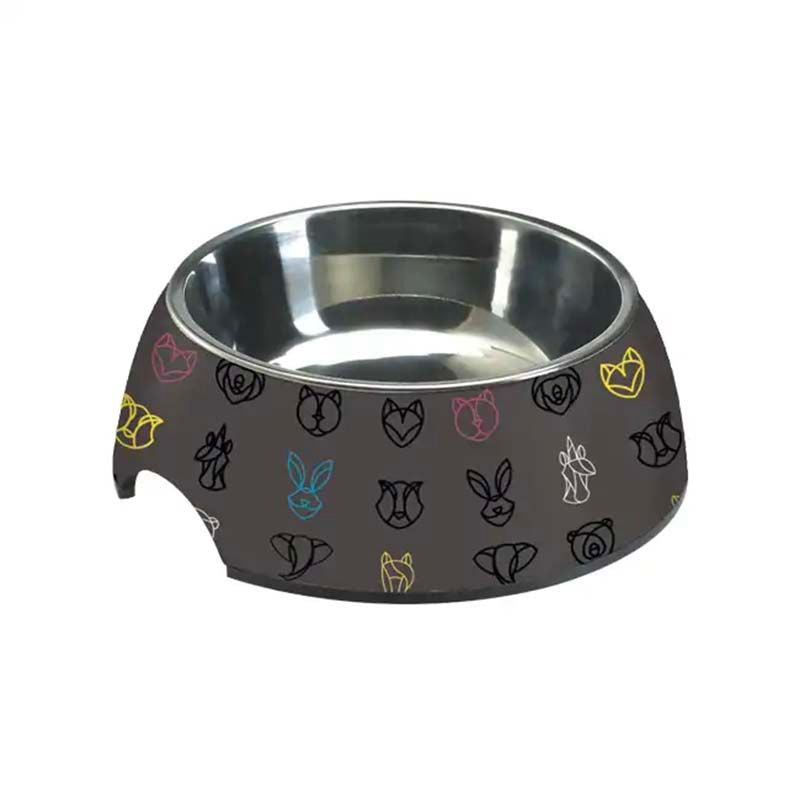 Ciotola per Cane e Gatto in Acciaio e Melamina Antiscivolo