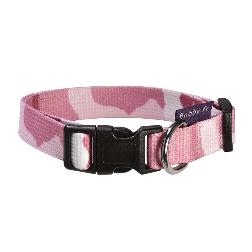Collare nylon cane Camouflage Bobby rosa