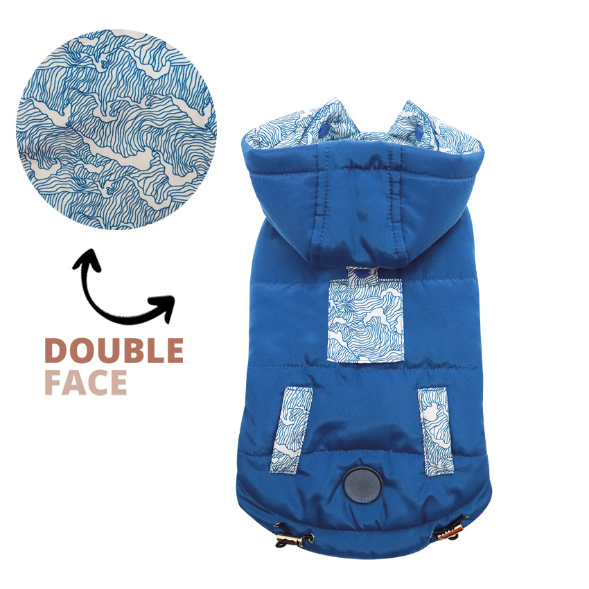 Doudoune réversible pour chien Nautilus avec breloque boussole - Élégance et confort pour les promenades hivernales