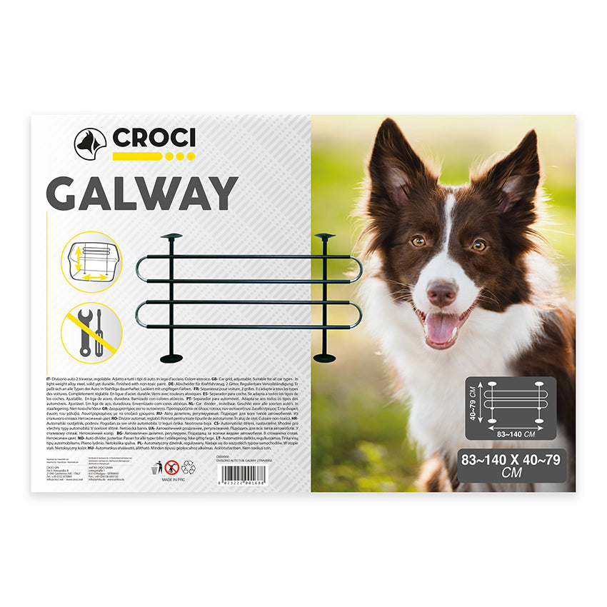 Galway: divisorio auto per cani tubolare 2 traverse
