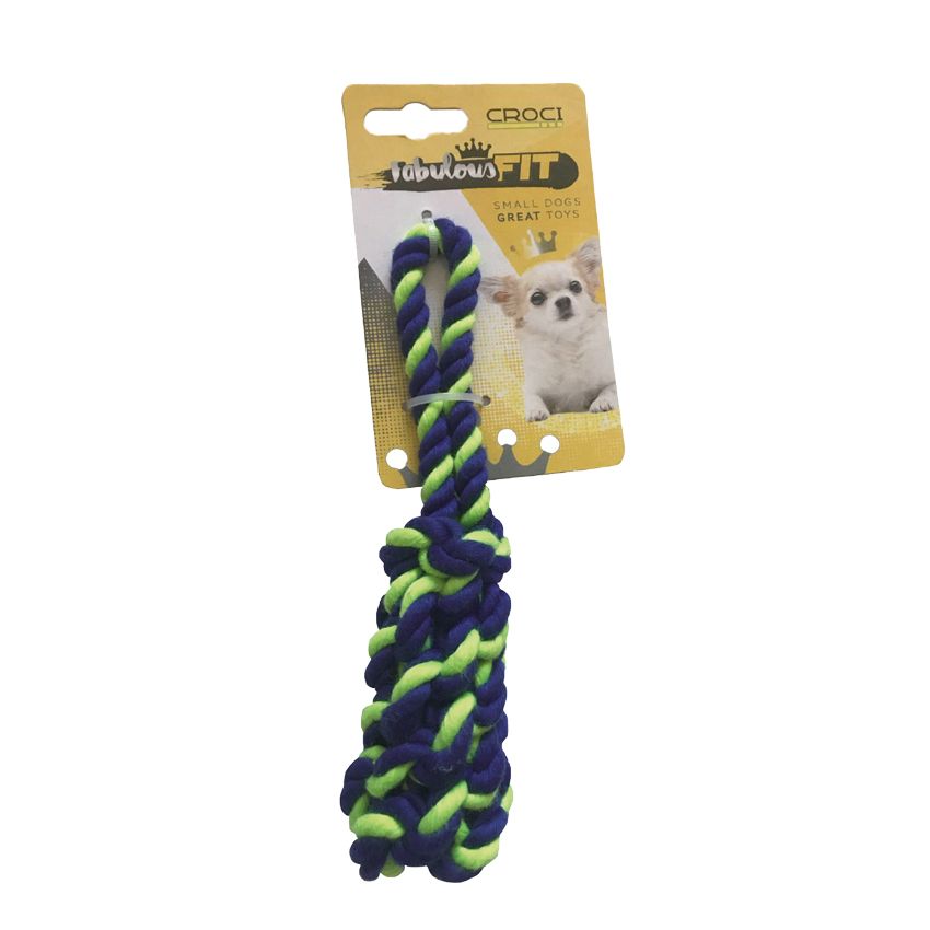 Gioco cane in corda Mini Treccia Blu