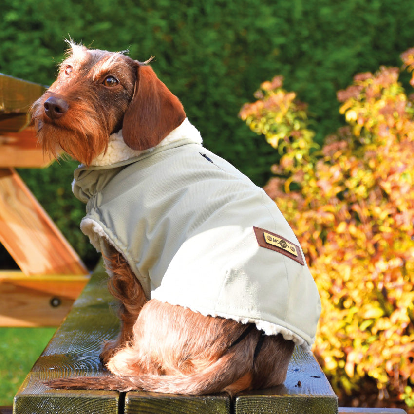 Manteau parka per cani con fodera in sherpa e chiusura a bottoni