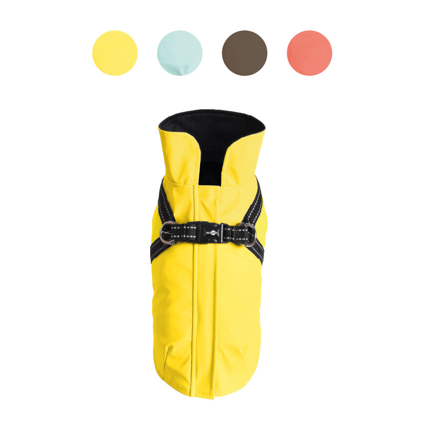 Manteau Tom per cani impermeabile in neoprene con pettorina integrata e dettagli riflettenti