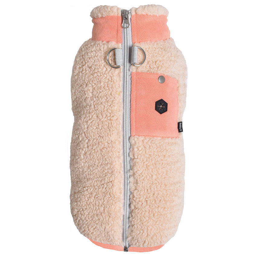 Veste en Sherpa pour chiens avec fermeture éclair et poche GPS