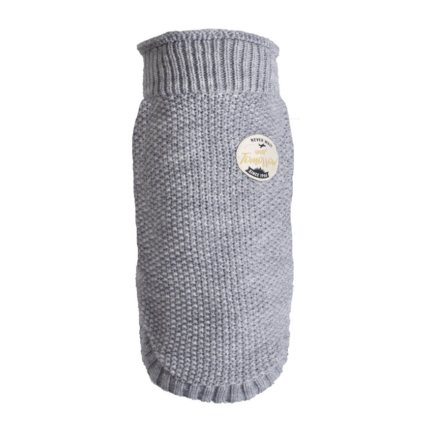 Maglione per cani con collo alto, patch decorativo e chiusura a velcro, elegante e pratico