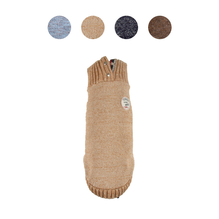 Maglione in Maglia per Cani con Collo Alto, Zip e Patch Today