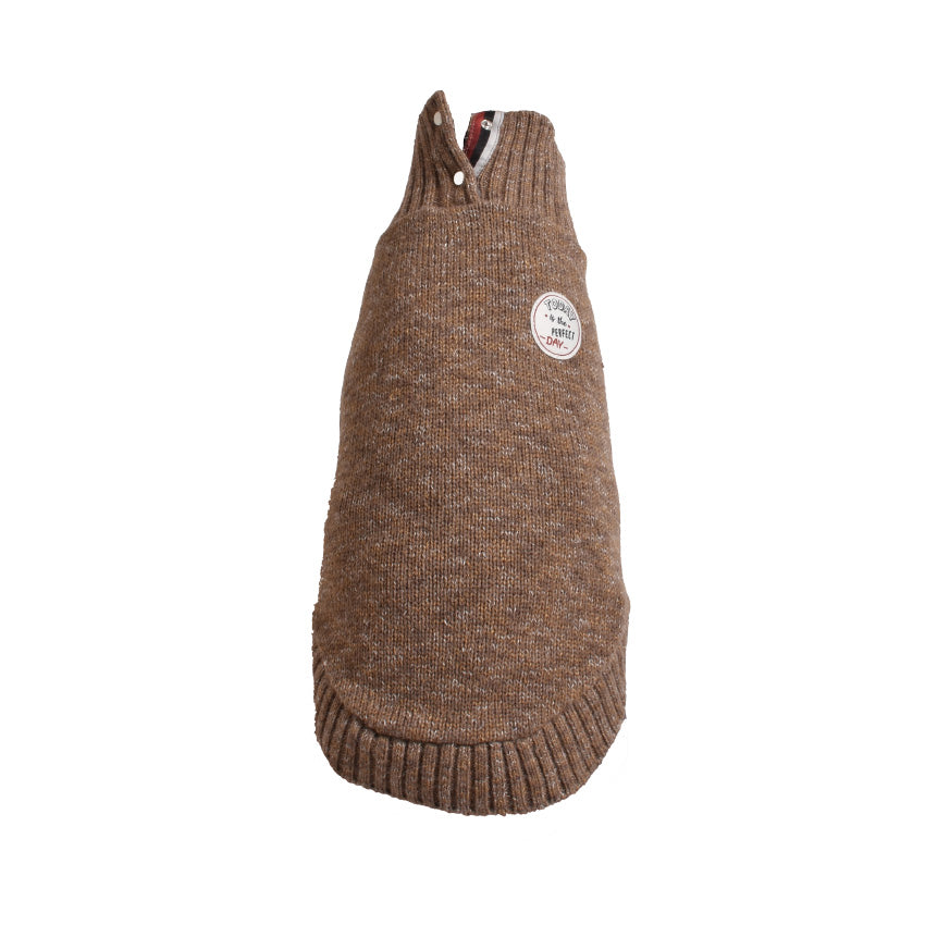 Maglione in Maglia per Cani con Collo Alto, Zip e Patch Today