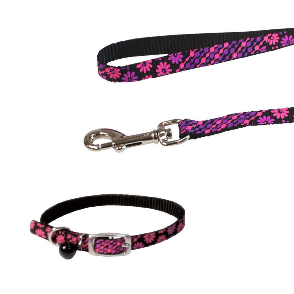 Laisse et collier en nylon pour chien - Marguerite