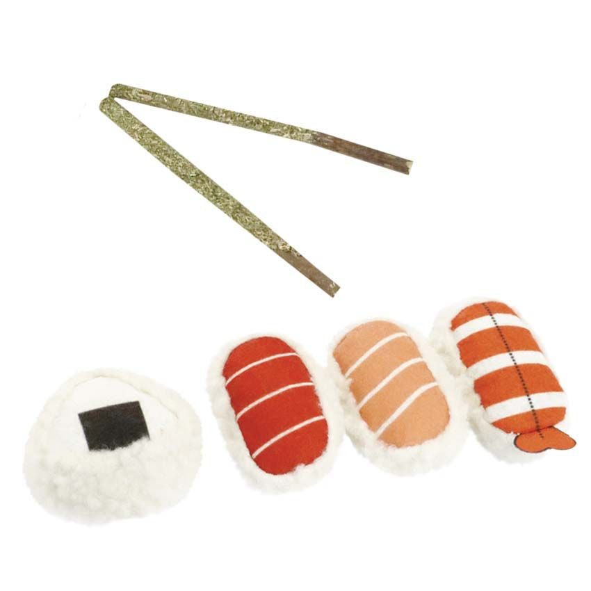 Sushi Box Gioco per Gatti con Pezzi Peluche con Erba Gatta e Catnip