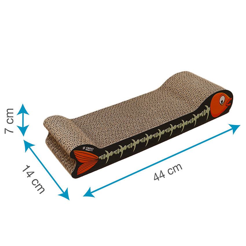 Tiragraffi per gatti in cartone a forma di pesciolino con catnip