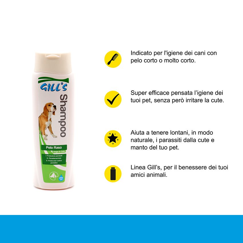 Shampoo per cani pelo raso Gill's