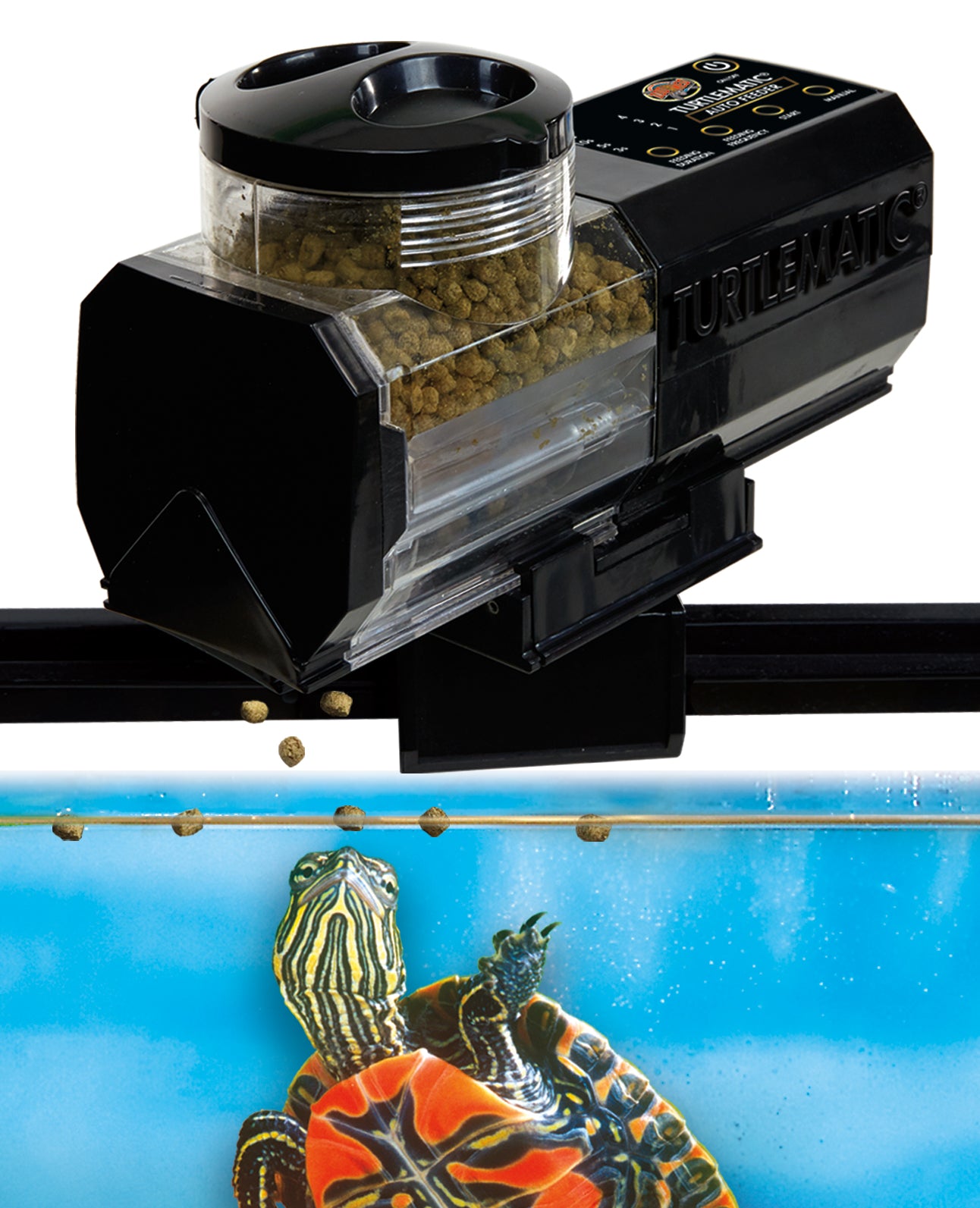 Il Zoo Med Turtlematic è il distributore automatico di cibo ideale per tartarughe acquatiche, progettato per offrire praticità e affidabilità. Perfetto per acquari e terrari, distribuisce automaticamente il cibo ogni giorno, garantendo pasti regolari anche in tua assenza.