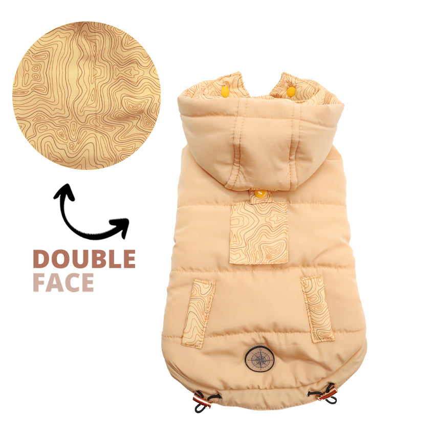 Giubbotto imbottito reversibile Scout per cani, con charm a forma di bussola