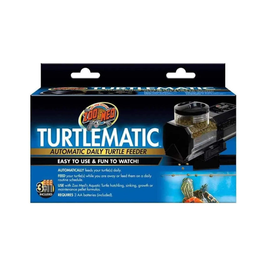 Il Zoo Med Turtlematic è il distributore automatico di cibo ideale per tartarughe acquatiche, progettato per offrire praticità e affidabilità. Perfetto per acquari e terrari, distribuisce automaticamente il cibo ogni giorno, garantendo pasti regolari anche in tua assenza.