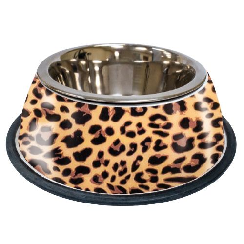 Ciotola per cane e gatto in acciaio - Animalier Leopard
