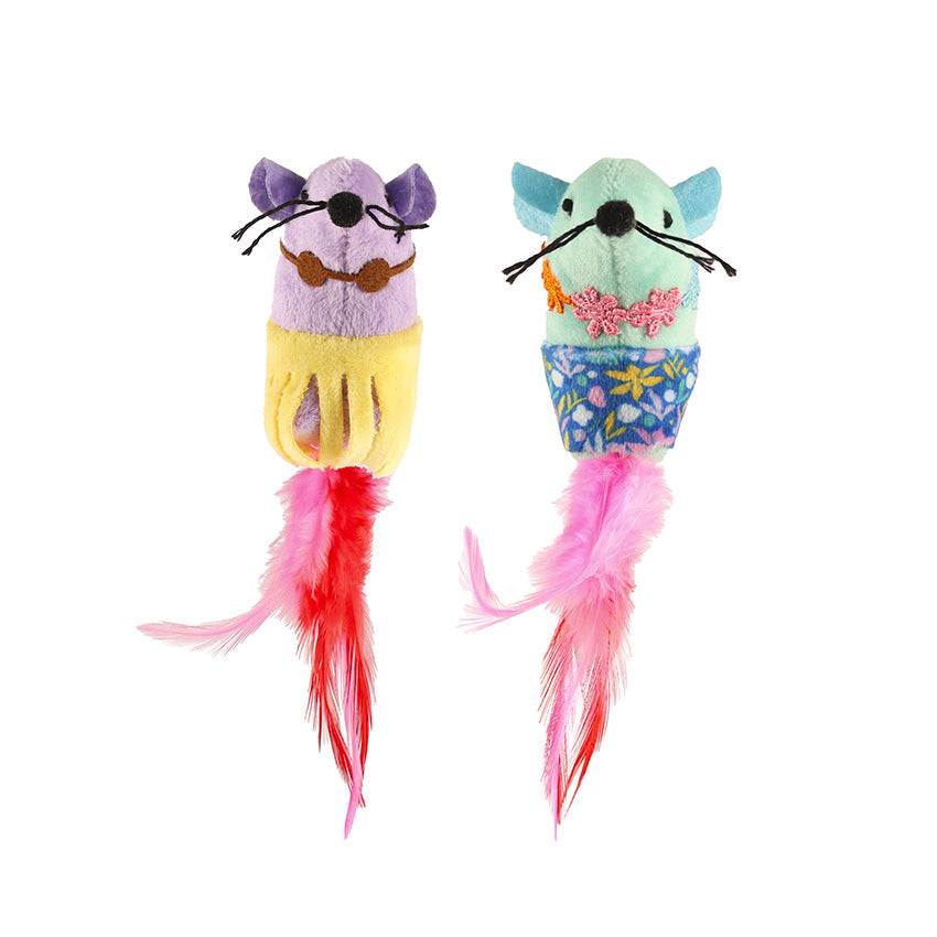 Gioco per gatti con piume 8 cm morbido e colorato