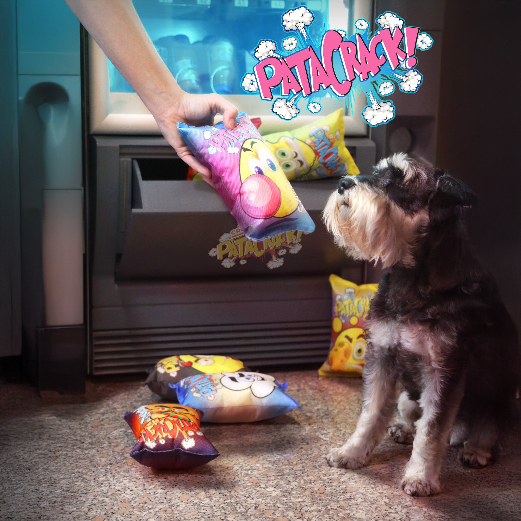 Gioco per cane a forma di sacchetto di patatine sonoro