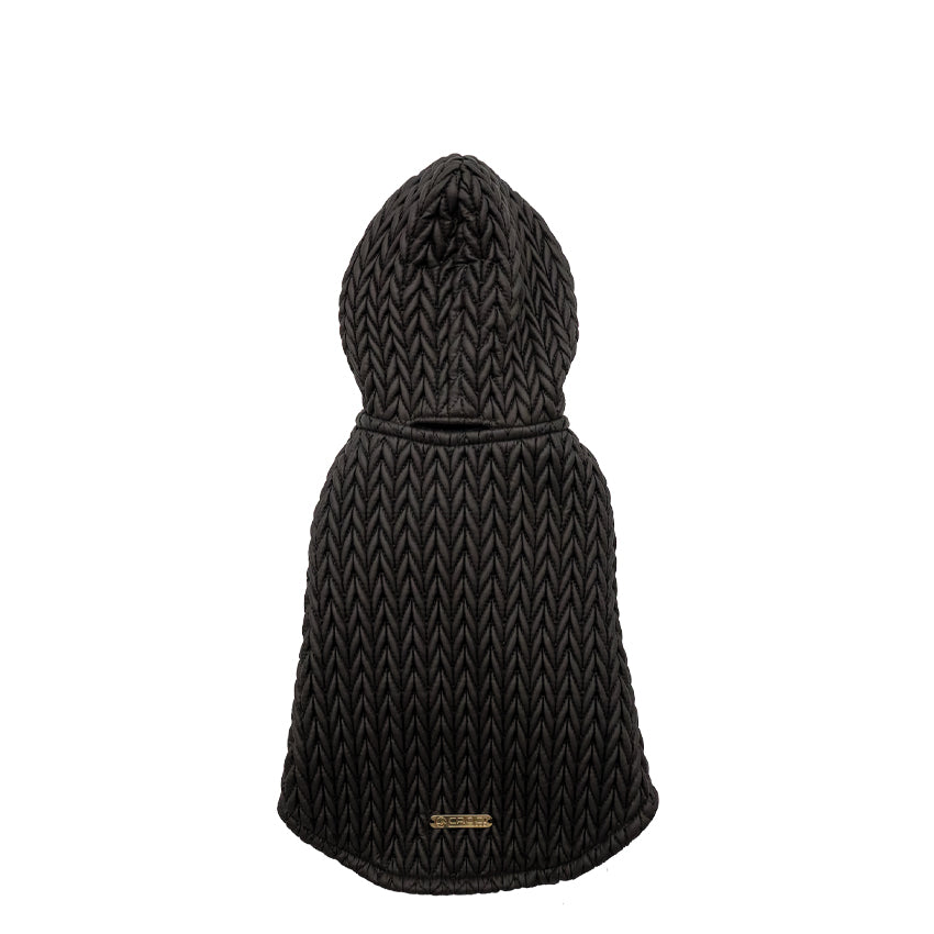 Quilted Dog Jacket with Hood and Velvet Lining - Winter Elegance and Comfort