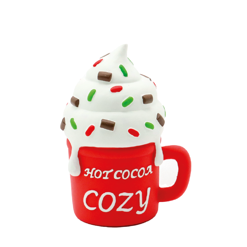 Gioco in lattice per cani Hot Cocoa a forma di tazza di cioccolata morbido e resistente
