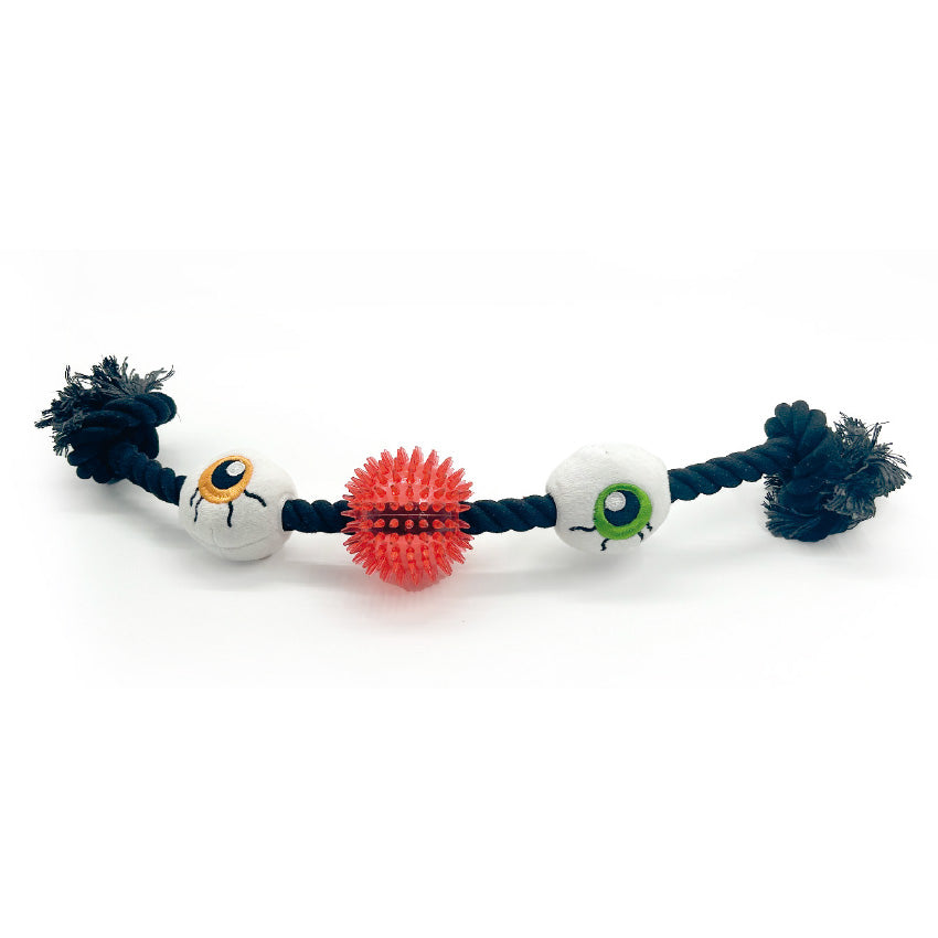 Gioco per cani Halloween Rope 50 cm con 3 palline su corda resistente