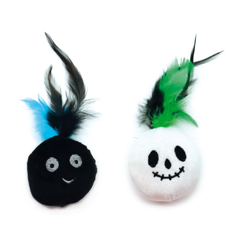 Gioco per gatti Scary Heads fantasma 6 cm con piume e catnip