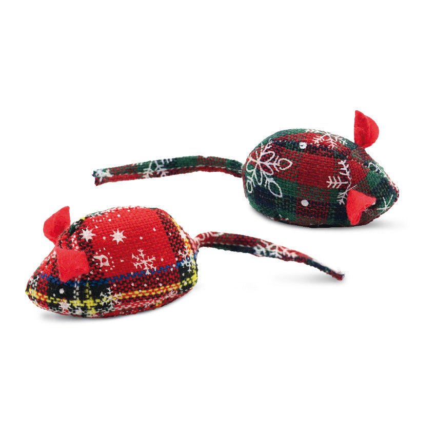 Gioco per gatti Xmas Tartan Mouse con catnip e decorazioni natalizie
