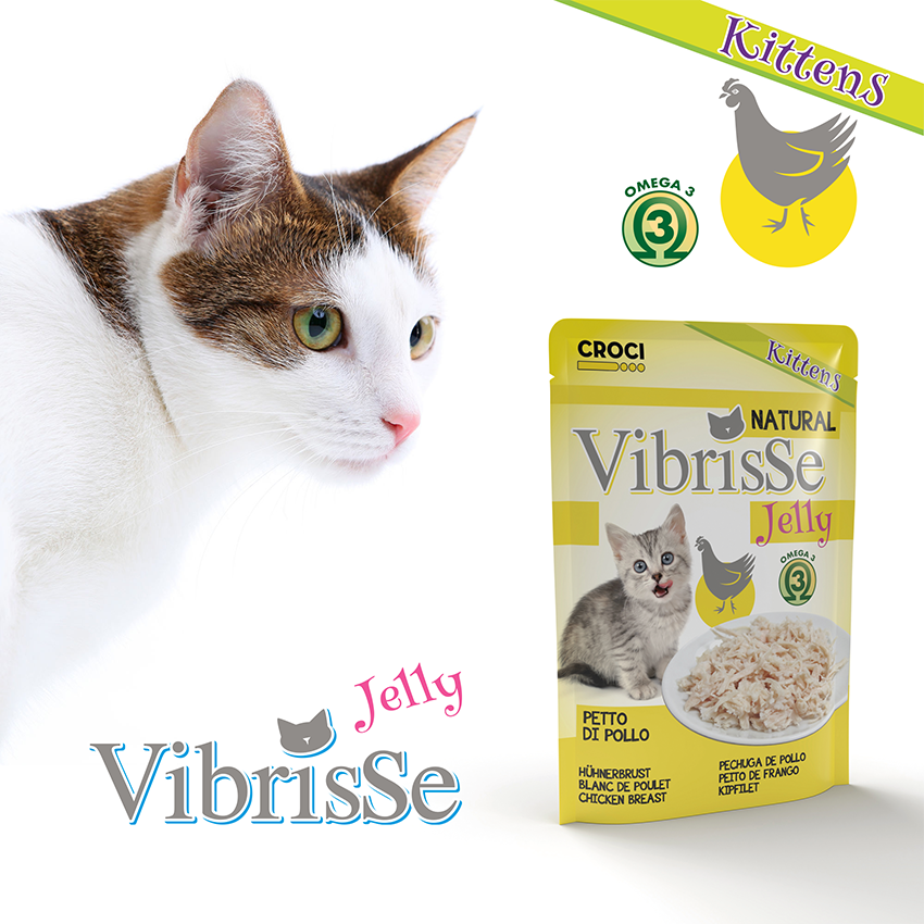 Sobres de comida húmeda gelatina para gatos - Vibrisse Kitten Jelly sobre 70g
