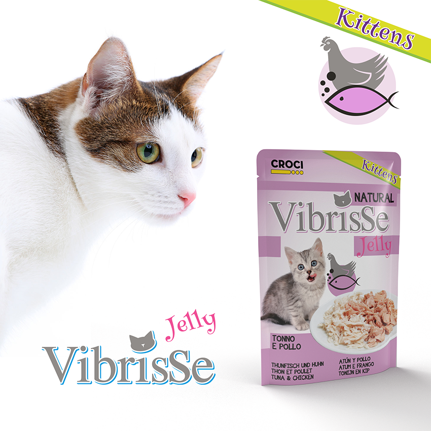 Bustine cibo umido gatto in gelatina - Vibrisse Kitten Busta Jelly 70g