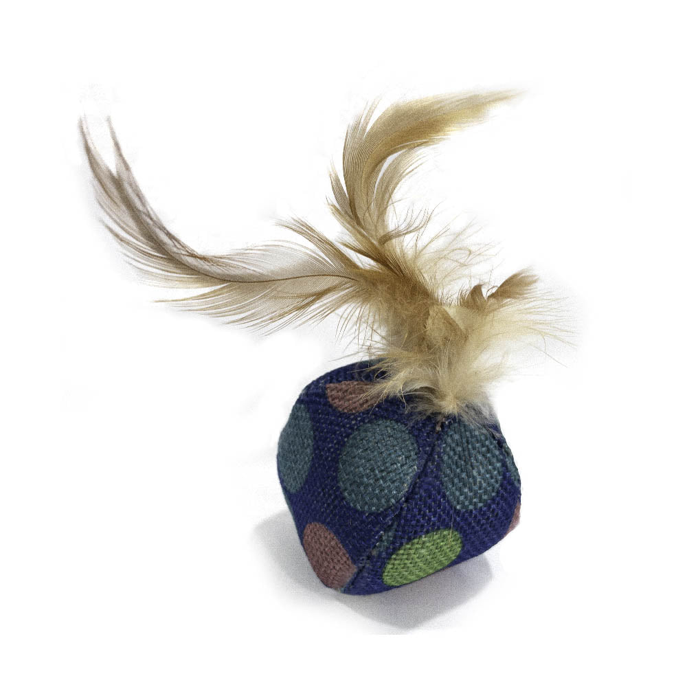 Cat toy ball with feather - Assorted colours