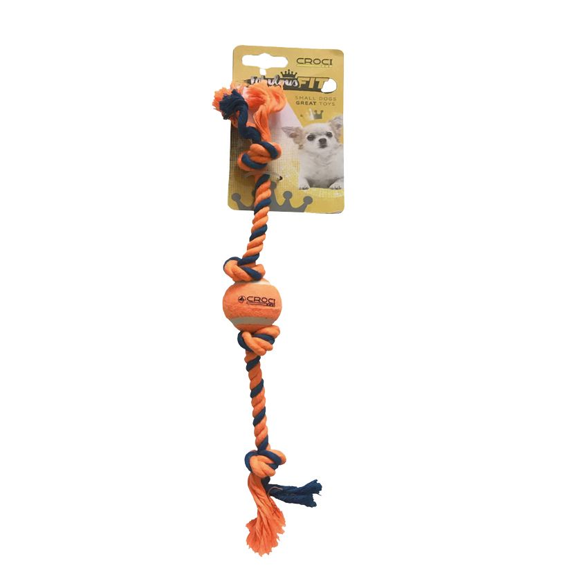 Gioco cane in corda con palla Arancione