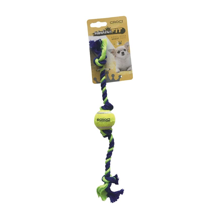 Gioco cane in corda con palla Blu