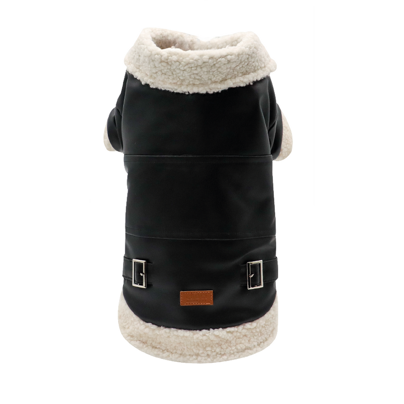 Giubbotto rock per cani in ecopelle con interno sherpa