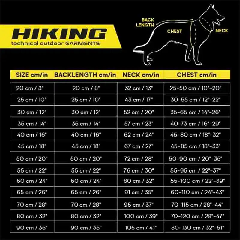Guinzaglio per cnai Hiking Endurance Tabella