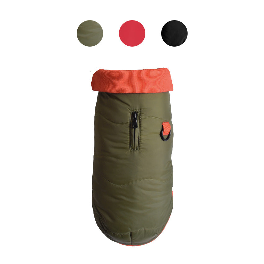 Cappotto per cani imbottito Manteau Contraste con fodera in pile e dettagli a contrasto