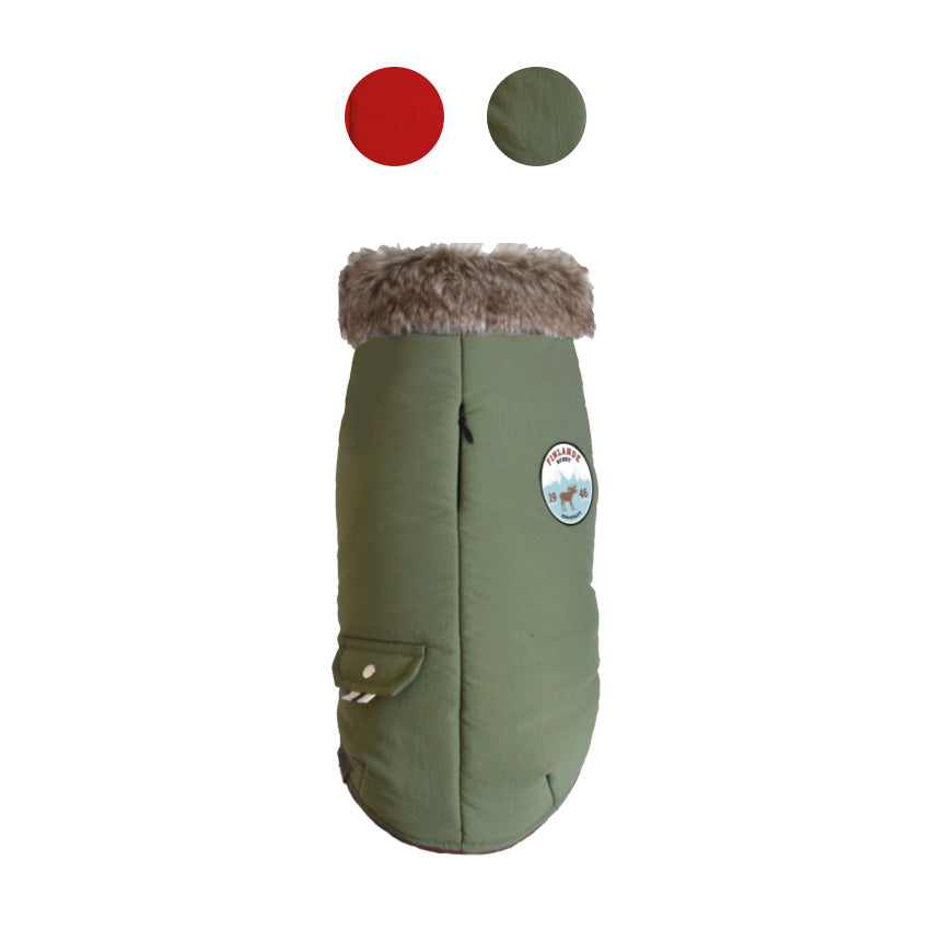 Manteau per cani imbottito con eco pelliccia e tasca GPS