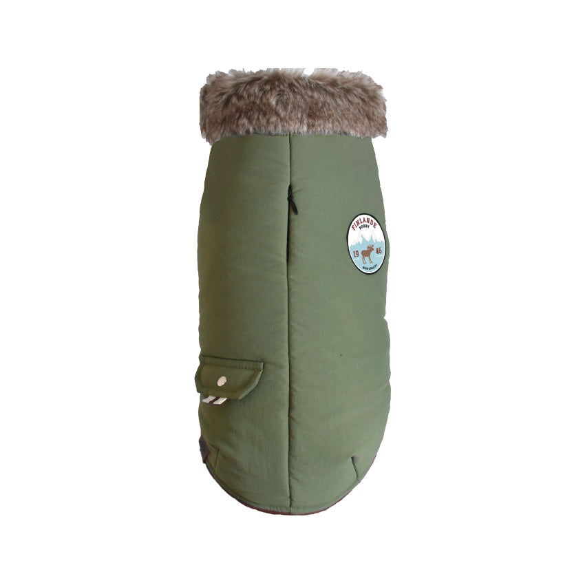 Manteau per cani imbottito con eco pelliccia e tasca GPS