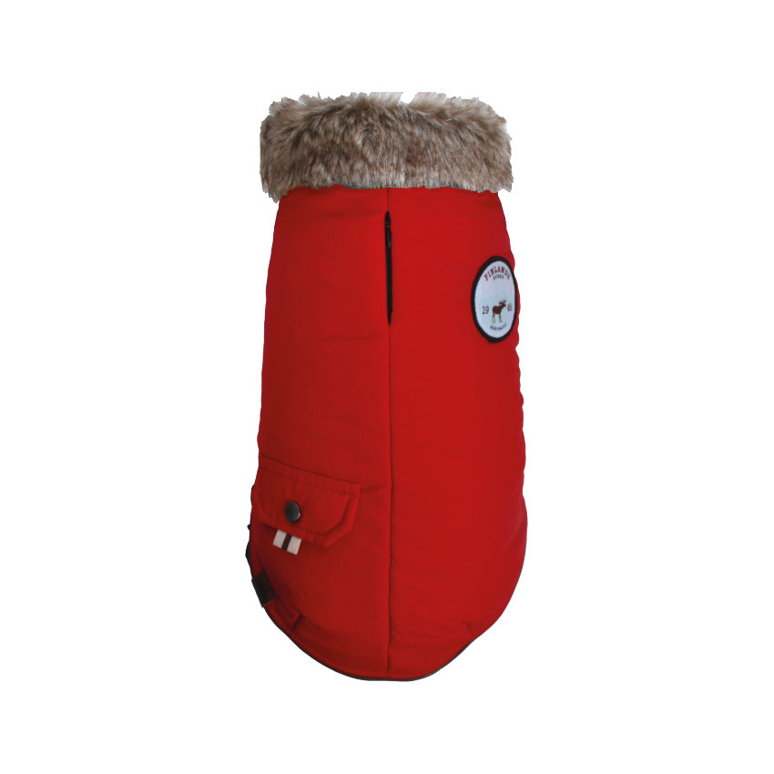 Manteau per cani imbottito con eco pelliccia e tasca GPS