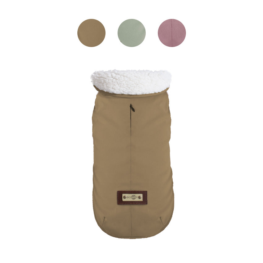 Manteau parka per cani con fodera in sherpa e chiusura a bottoni