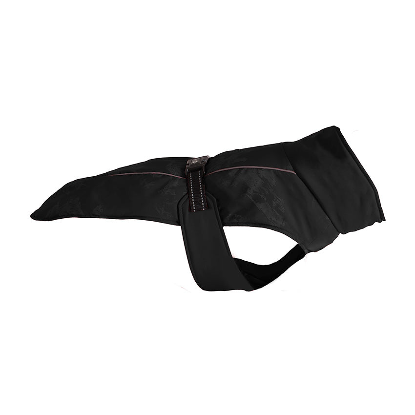 Giubbotto per cani Manteau Ride imbottito con fodera in pile, cintura regolabile e stampa riflettente
