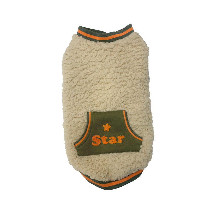Maglione sherpa per cani caldo e morbido con dettagli decorativi