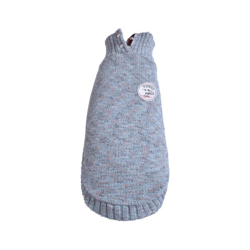 Maglione in Maglia per Cani con Collo Alto, Zip e Patch Today