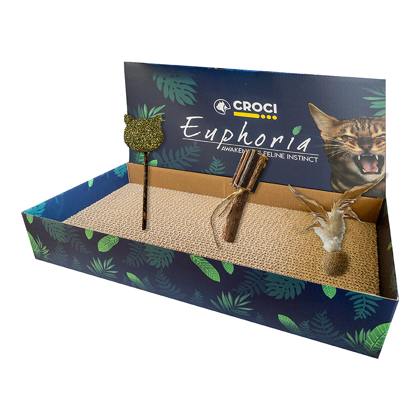 Kit rascador para gatos y juguetes con hierba gatera - Euphoria
